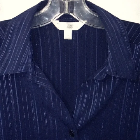 Tradition blue pinstripe button down blouse - Picture 4 of 5